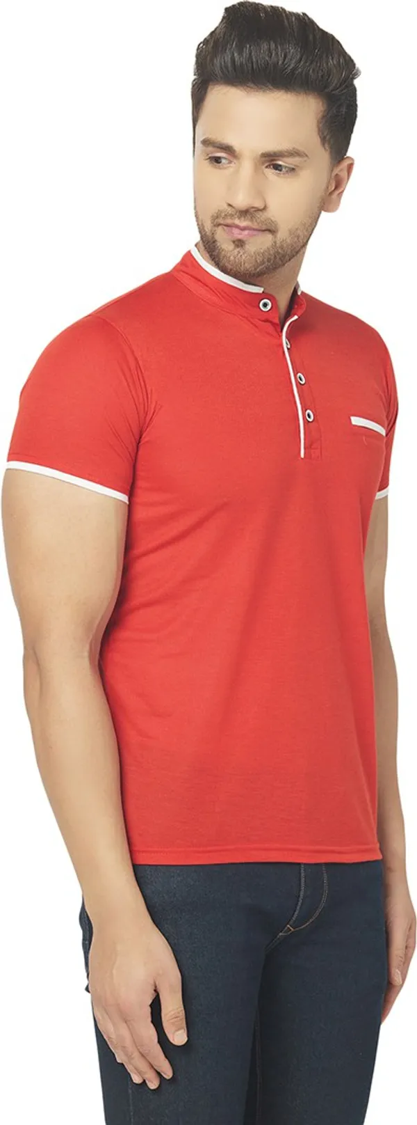 Red__Cotton_Solid_Henley_Neck__Regukar_Fit_T-Shirt_For_Men