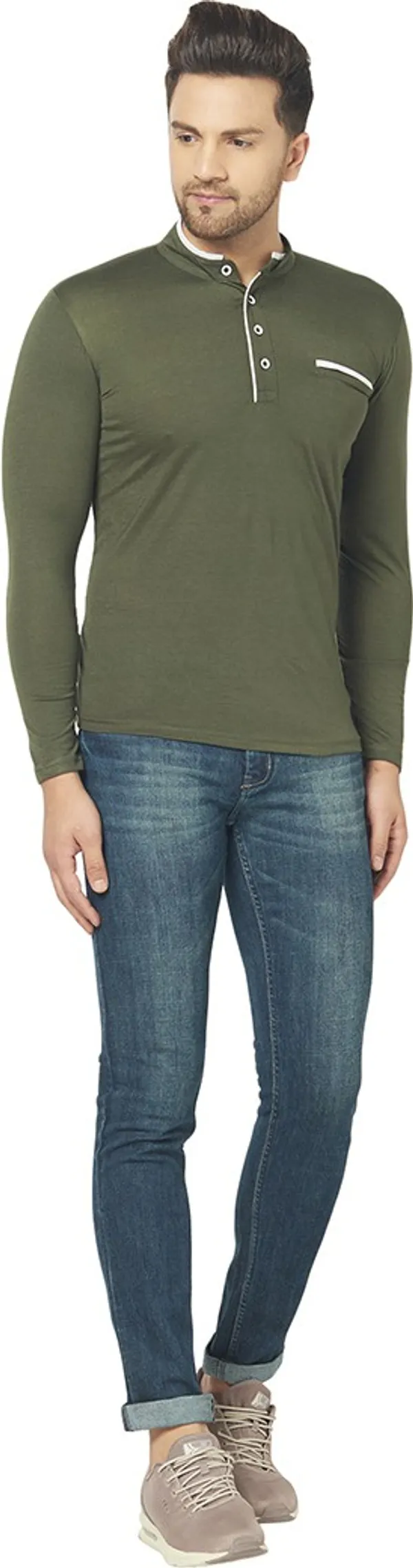 Dark_Green_Cotton_Solid_Henley_Neck_Regukar_Fit_T-Shirt_for_men