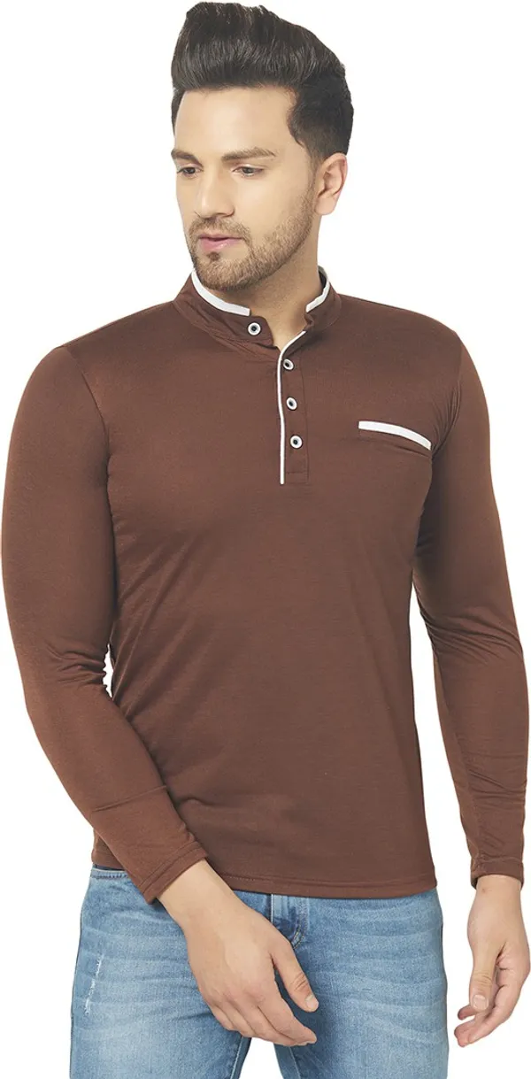 Brown_Cotton_Solid_Men_Henley_Neck_Regukar_Fit_T-Shirt_For_Men
