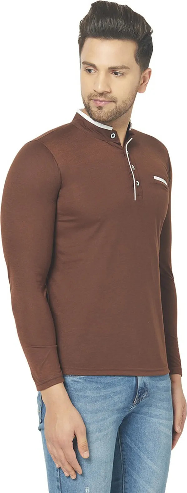 Brown_Cotton_Solid_Men_Henley_Neck_Regukar_Fit_T-Shirt_For_Men