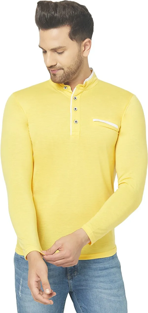 Yellow_Cotton_Solid_Henley_Neck_Regukar_Fit_T-Shirt_for_men