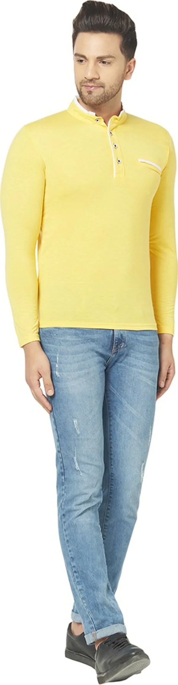 Yellow_Cotton_Solid_Henley_Neck_Regukar_Fit_T-Shirt_for_men