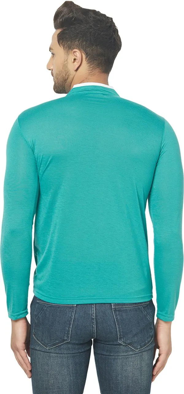 Light_Green_Cotton_Solid_Henley_Neck_Regukar_Fit_T-Shirt_For_Men