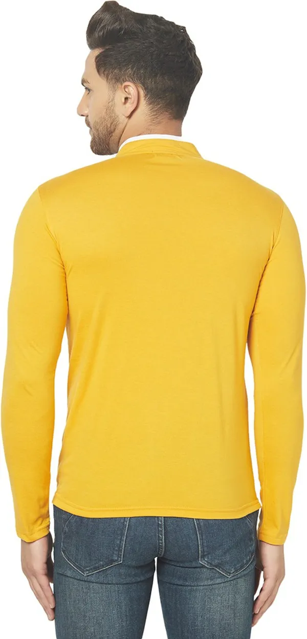 Yellow_Cotton_Solid_Henley_Neck_Regukar_Fit_T-Shirt_For_Men