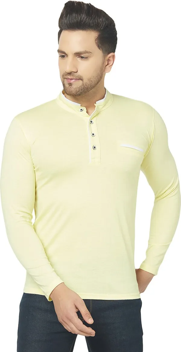 Yellow_Cotton_Solid_Henley_Neck_Regukar_Fit_T-Shirt_for_men