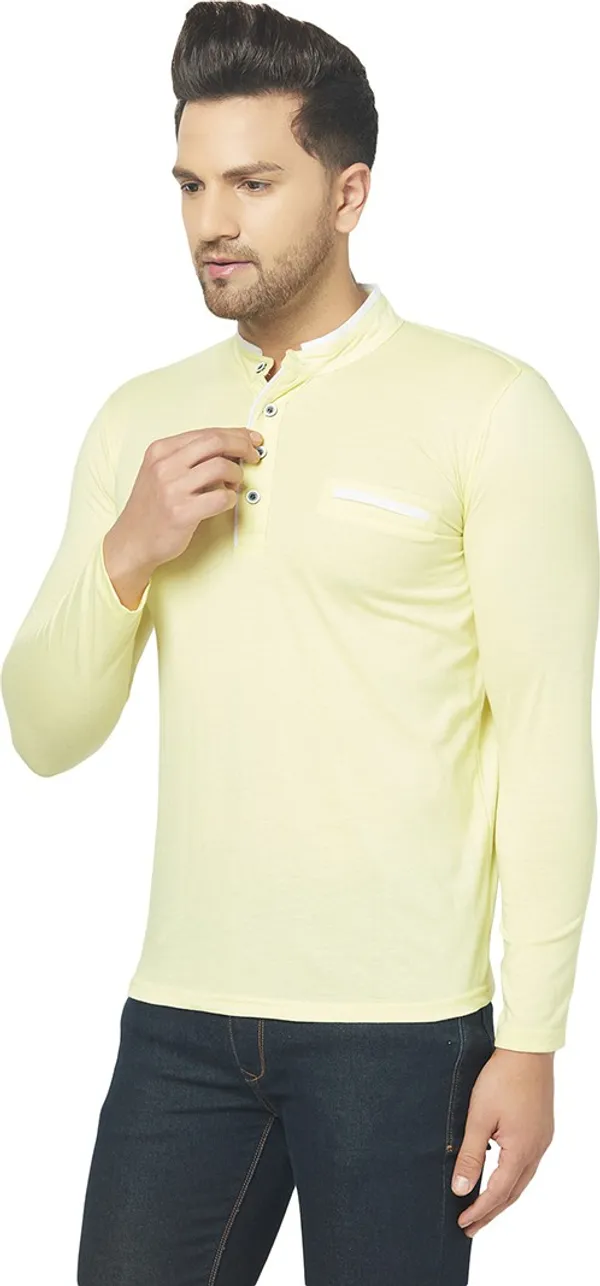 Yellow_Cotton_Solid_Henley_Neck_Regukar_Fit_T-Shirt_for_men