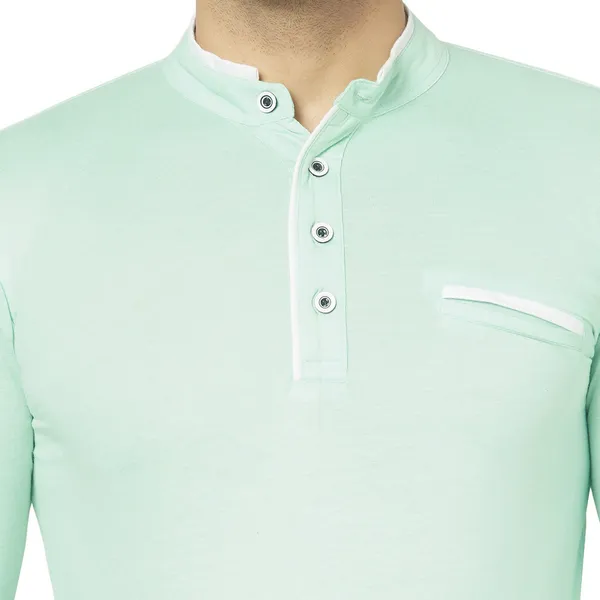 Light_Green_Cotton_Solid_Mandarin_Collar_Regukar_Fit_T-Shirt_for_men