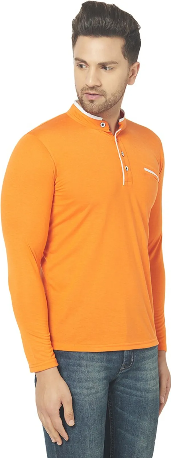 Orange_Cotton_Solid_Henley_Neck_Regukar_Fit_T-Shirt_for_men