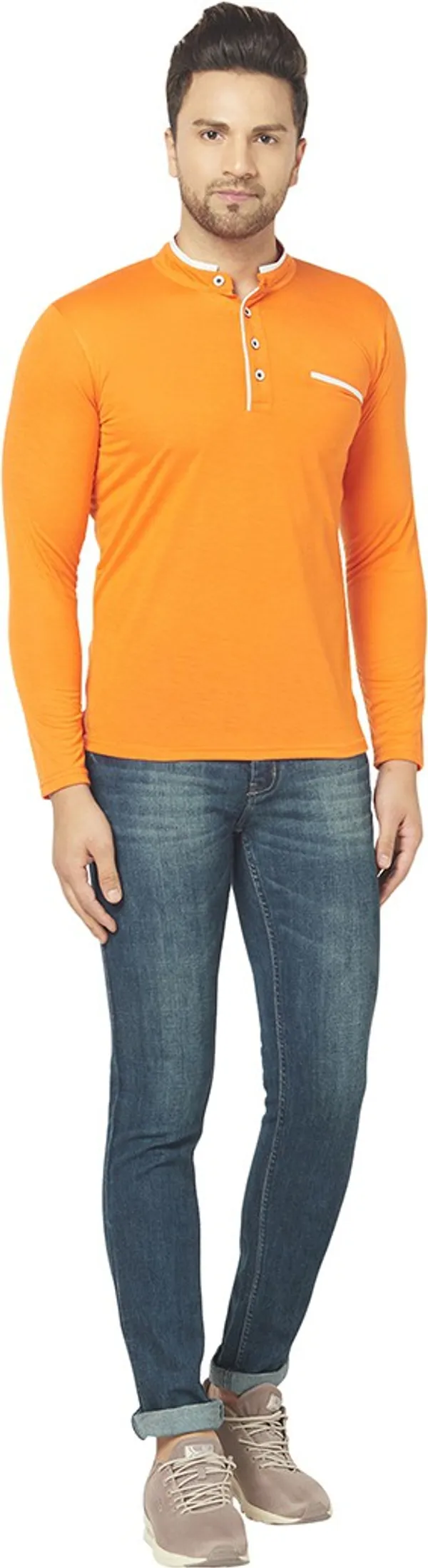 Orange_Cotton_Solid_Henley_Neck_Regukar_Fit_T-Shirt_for_men
