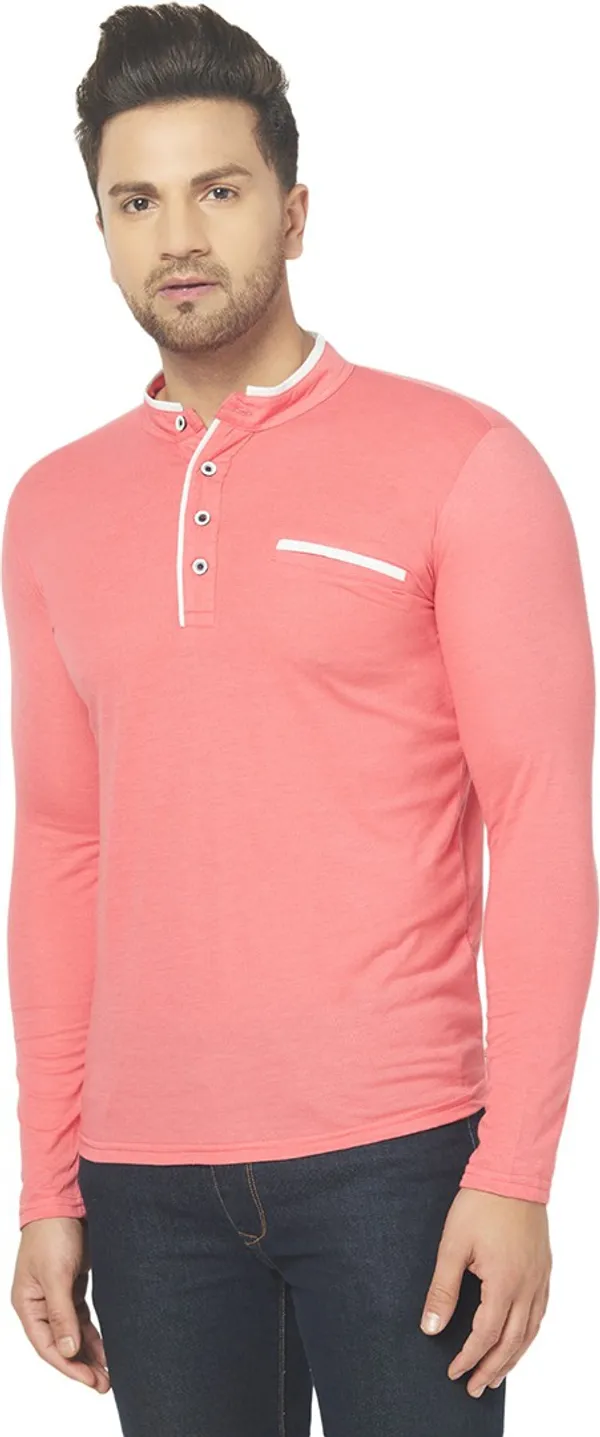 Red__Cotton_Solid_Henley_Neck__Regukar_Fit_T-Shirt_For_Men