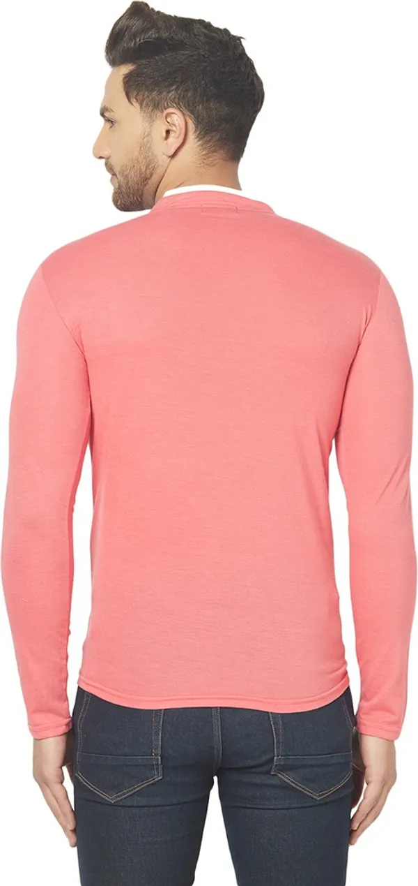 Red__Cotton_Solid_Henley_Neck__Regukar_Fit_T-Shirt_For_Men