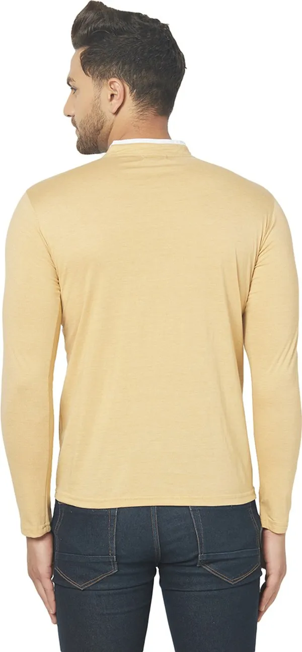 Beige_Cotton_Solid_Henley_Neck_Regukar_Fit_T-Shirt_For_Men
