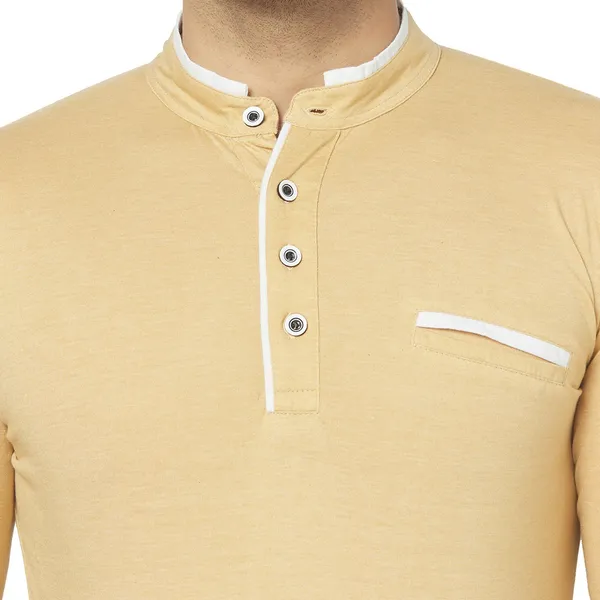 Beige_Cotton_Solid_Henley_Neck_Regukar_Fit_T-Shirt_For_Men