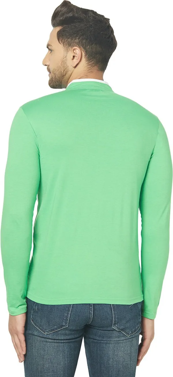 Green_Cotton_Solid_Henley_Neck_Regukar_Fit_T-Shirt_For_Men