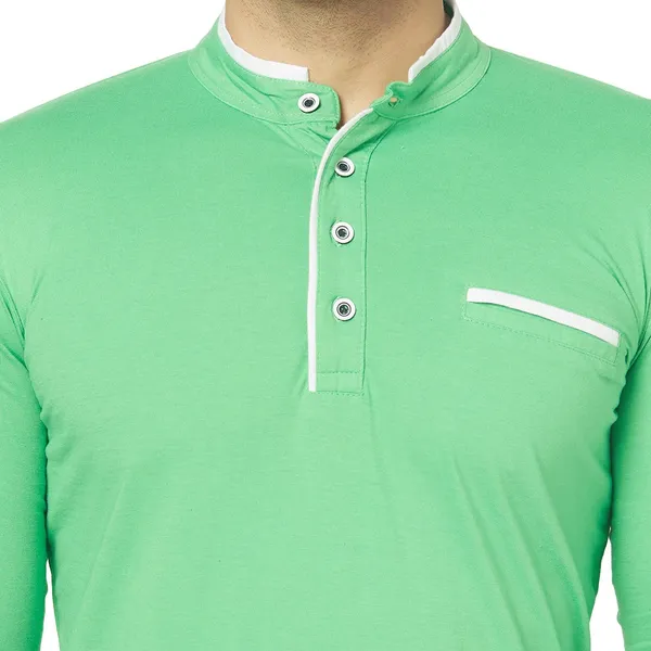 Green_Cotton_Solid_Henley_Neck_Regukar_Fit_T-Shirt_For_Men
