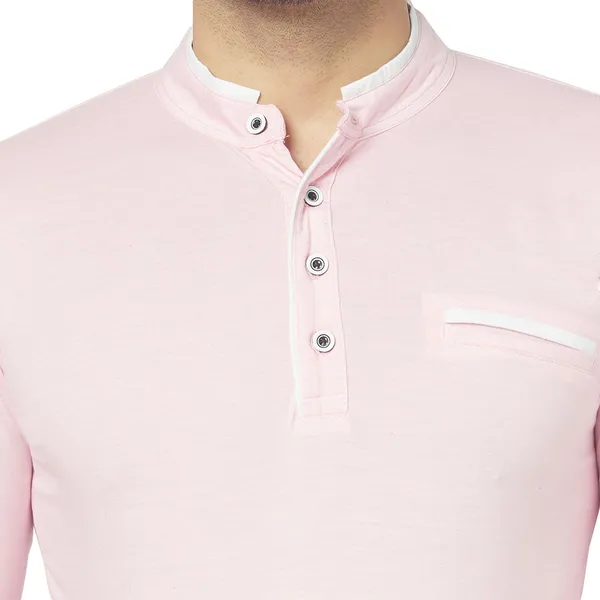 Pink_Cotton_Solid_Henley_Neck_Regukar_Fit_T-Shirt_For_Men