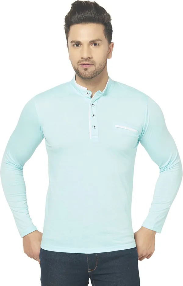 Blue_Cotton_Solid_Henley_Neck_Regukar_Fit_T-Shirt_For_Men