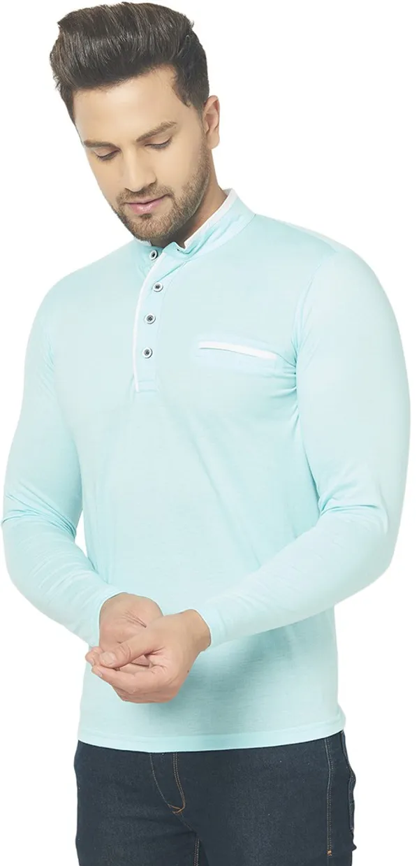 Blue_Cotton_Solid_Henley_Neck_Regukar_Fit_T-Shirt_For_Men