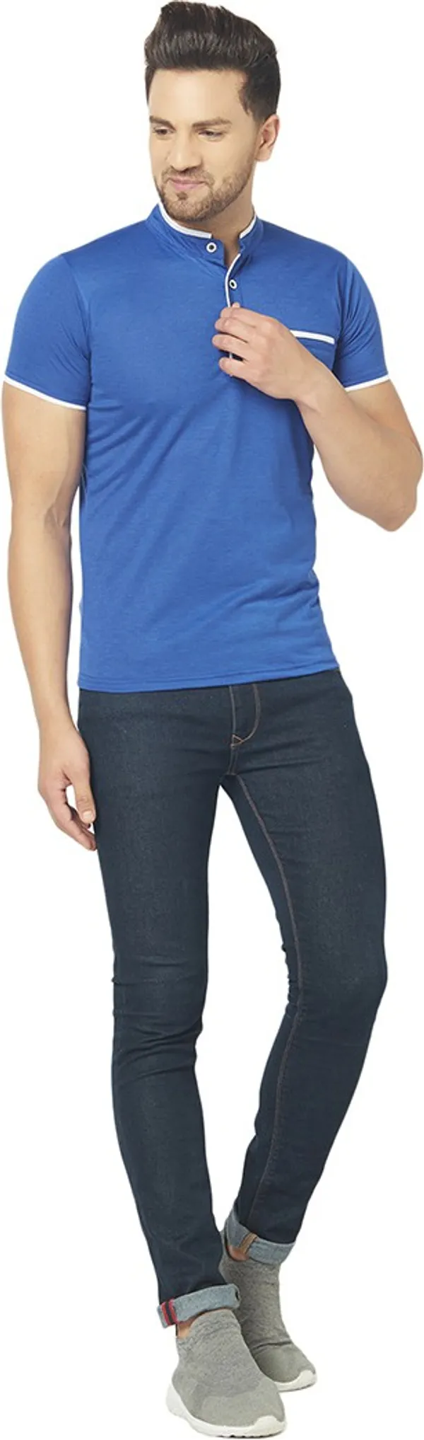 Dark_Blue_Cotton_Solid_Henley_Neck_Regukar_Fit_T-Shirt_For_Men