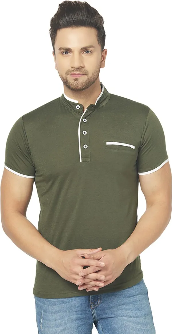 Dark_Green_Cotton_Solid_Henley_Neck_Regukar_Fit_T-Shirt_For_Men