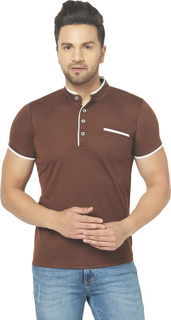 Brown_Cotton_Solid_Henley_Neck_Regukar_Fit_T-Shirt_For_Men