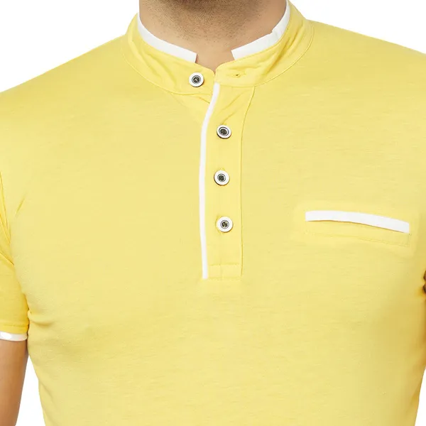 Yellow_Cotton_Solid_Henley_Neck_Regukar_Fit_T-Shirt_For_Men