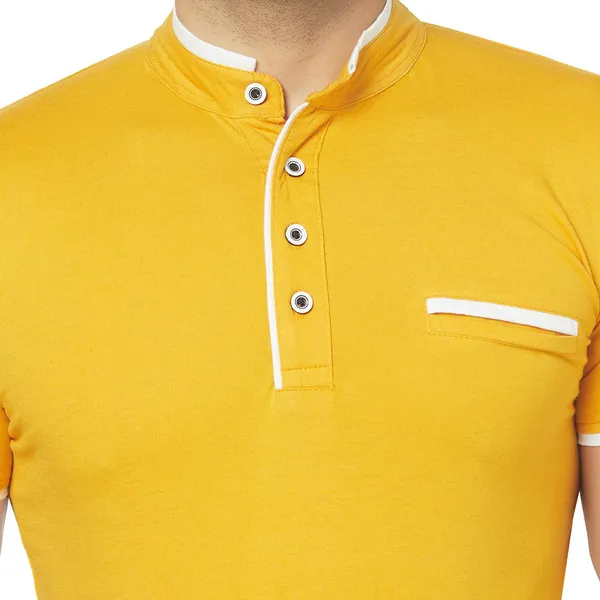 Yellow_Cotton_Solid_Henley_Neck_Regukar_Fit_T-Shirt_For_Men
