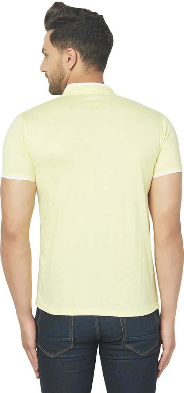 Yellow_Cotton_Solid_Henley_Neck_Regukar_Fit_T-Shirt_For_Men