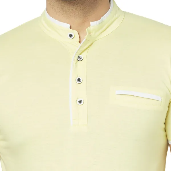 Yellow_Cotton_Solid_Henley_Neck_Regukar_Fit_T-Shirt_For_Men