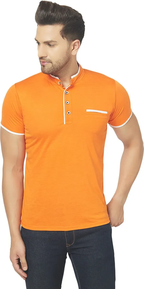 Orange_Cotton_Solid_Henley_Neck_Regukar_Fit_T-Shirt_For_Men