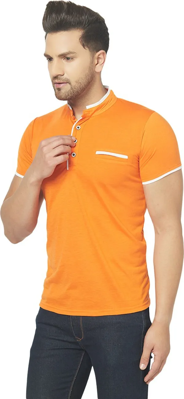 Orange_Cotton_Solid_Henley_Neck_Regukar_Fit_T-Shirt_For_Men