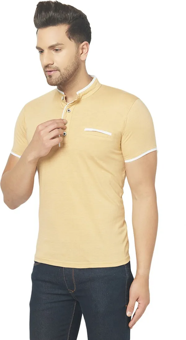 Beige_Cotton_Solid_Henley_Neck_Regukar_Fit_T-Shirt_For_Men