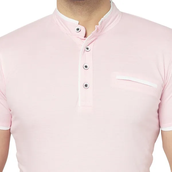 Pink_Cotton_Solid_Henley_Neck_Regukar_Fit_T-Shirt_For_Men