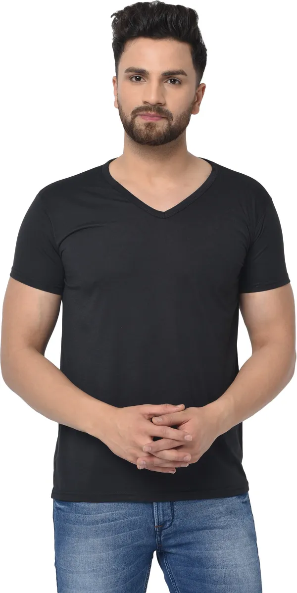 Black_Cotton_Solid_V_Neck_Regukar_Fit_T-Shirt_for_men
