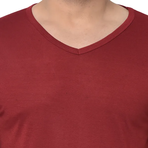 Maroon_Cotton_Solid_V_Neck_Regukar_Fit_T-Shirt_For_Men