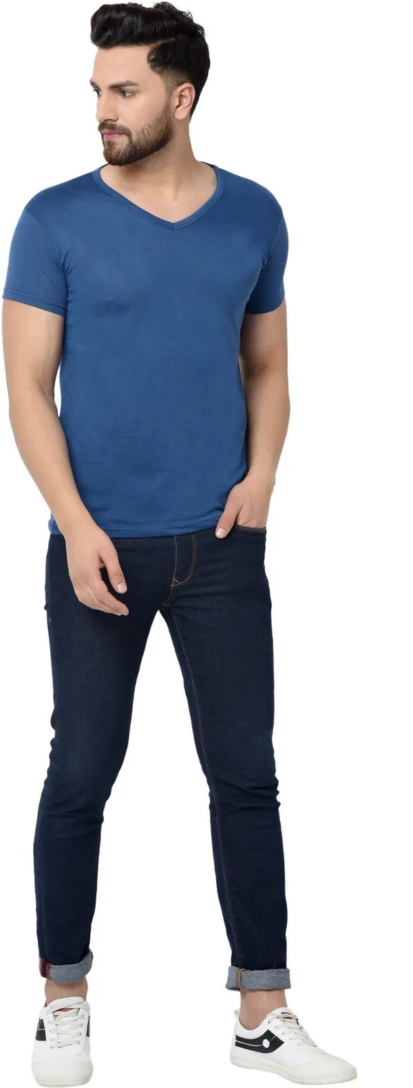 Dark_Blue_Cotton_Solid_V_Neck_Regukar_Fit_T-Shirt_for_men