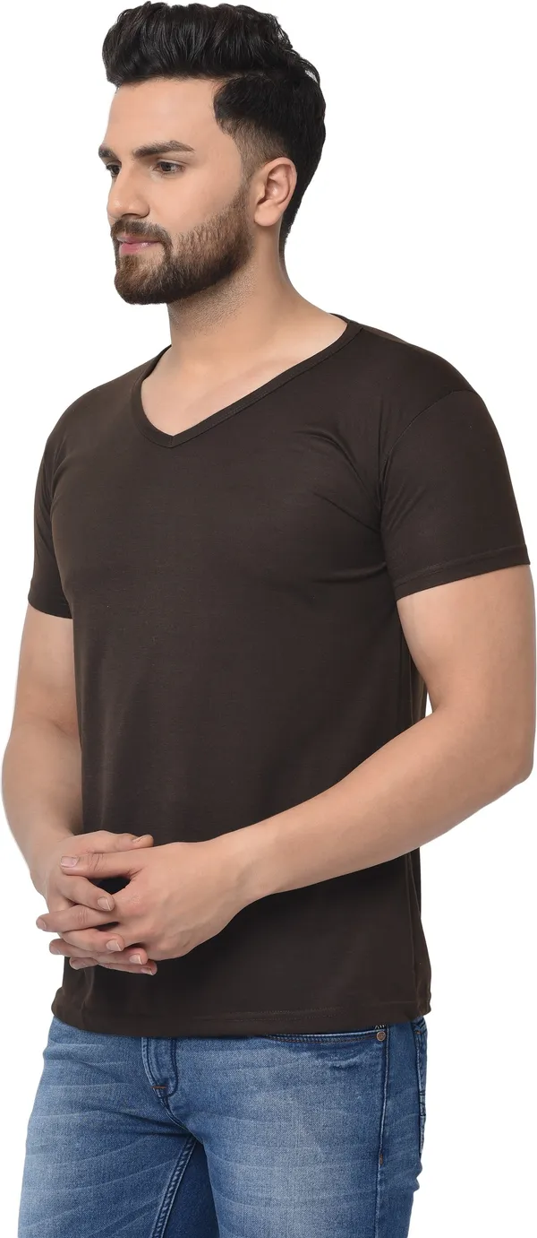 Brown_Cotton_Solid_V_Neck_Regukar_Fit_T-Shirt_for_men