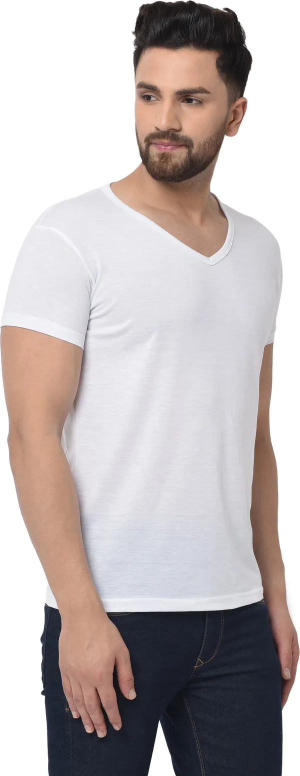 White_Cotton_Solid_V_Neck_Regukar_Fit_T-Shirt_For_Men