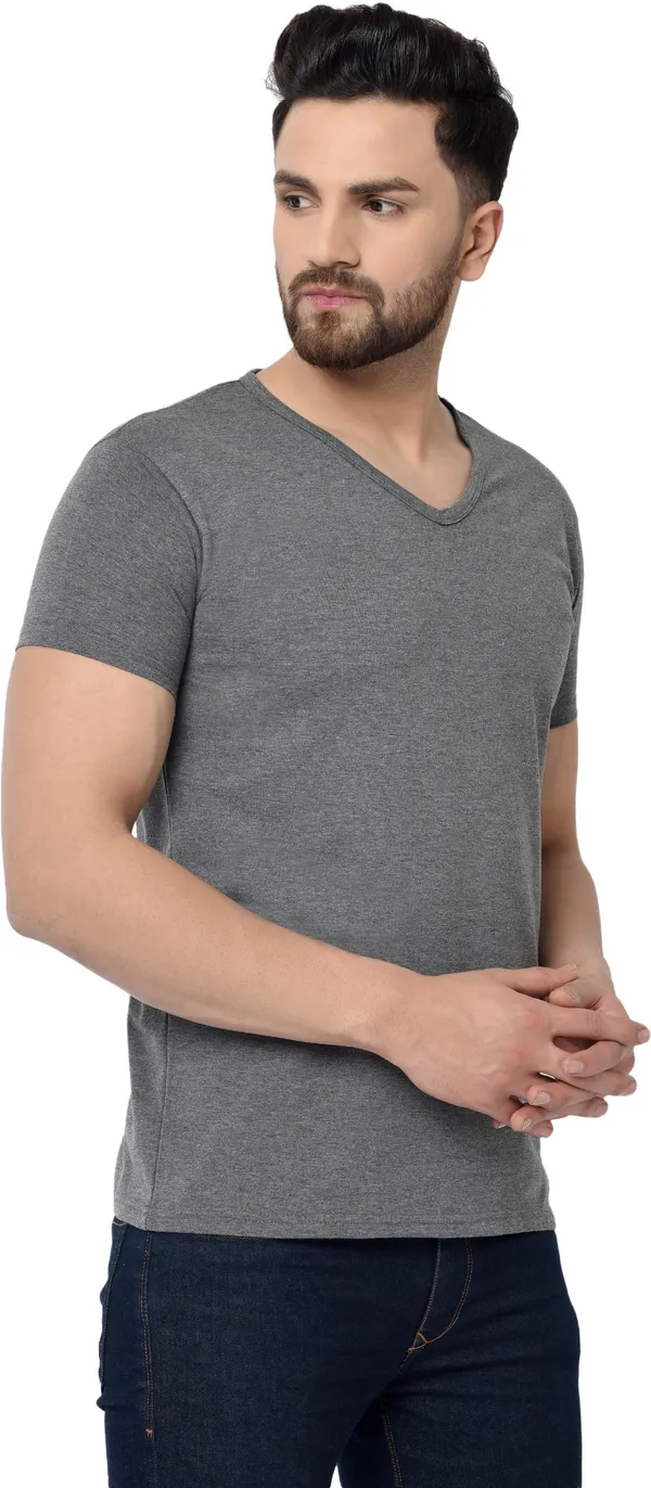 Grey_Self_Design_V_Neck_Regukar_Fit_T-Shirt_For_Men