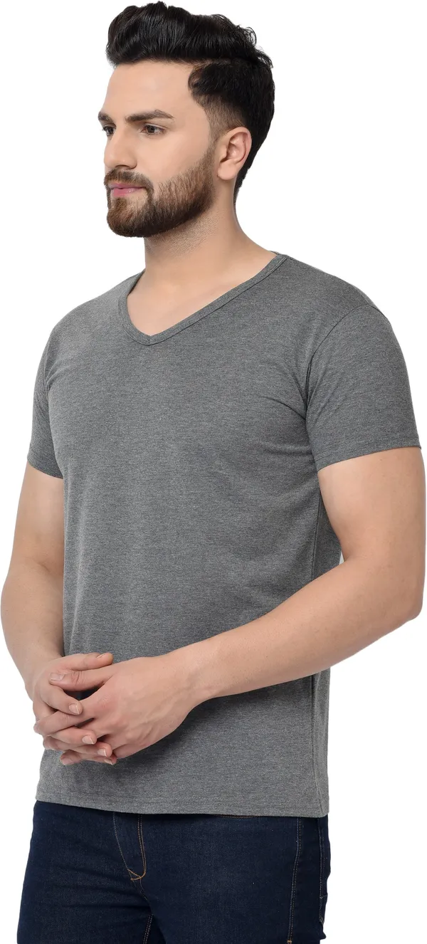 Grey_Self_Design_V_Neck_Regukar_Fit_T-Shirt_For_Men