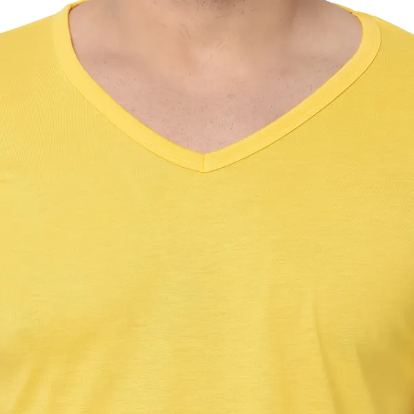 Yellow_Cotton_Solid_Men_V_Neck_Regukar_Fit_T-Shirt_For_Men