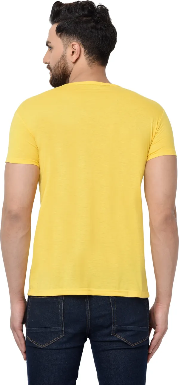 Yellow_Cotton_Solid_Men_V_Neck_Regukar_Fit_T-Shirt_For_Men