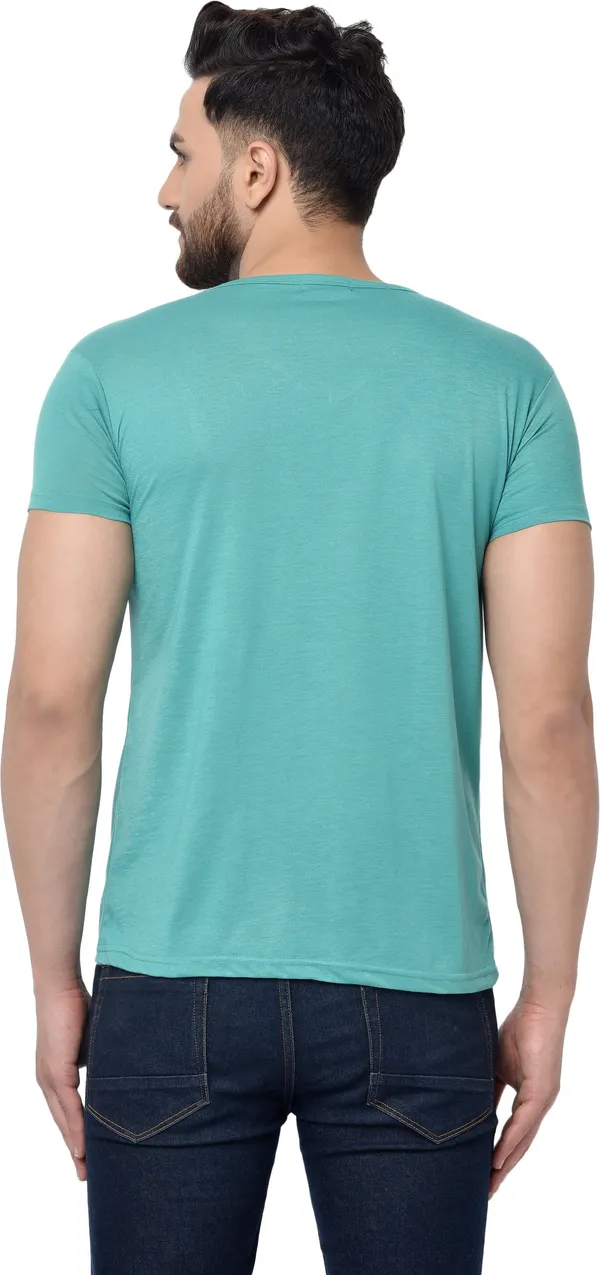 Light_Green_Cotton_Solid_V_Neck_Regukar_Fit_T-Shirt_For_Men