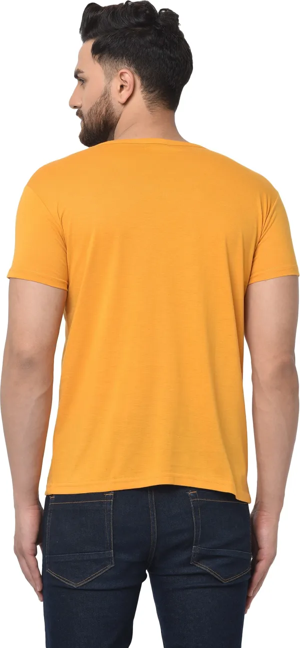 Yellow_Cotton_Solid_V_Neck_Regukar_Fit_T-Shirt_For_Men