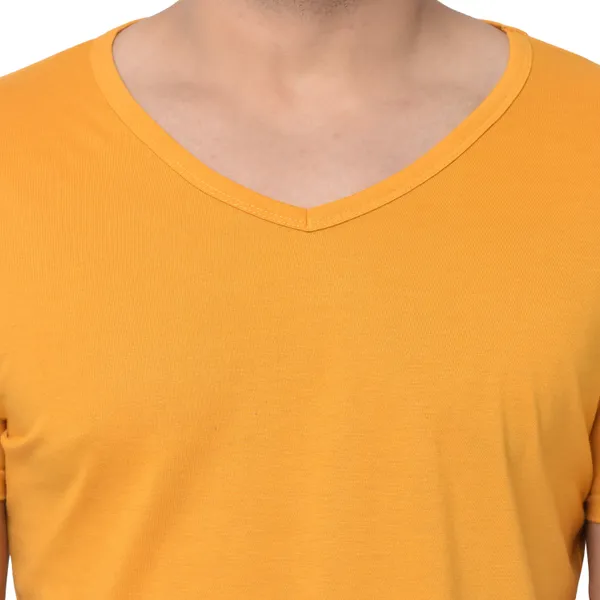 Yellow_Cotton_Solid_V_Neck_Regukar_Fit_T-Shirt_For_Men