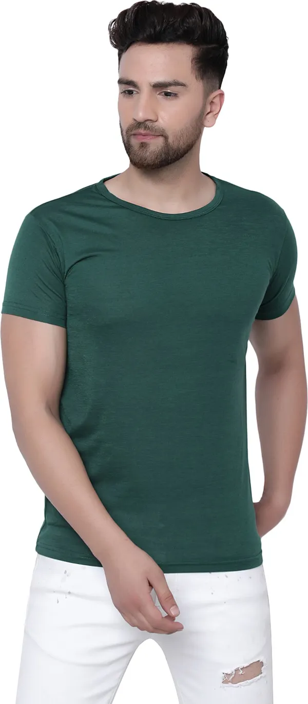 Dark_Green_Cotton_Solid_Round_Neck_Regukar_Fit_T-Shirt_For_Men