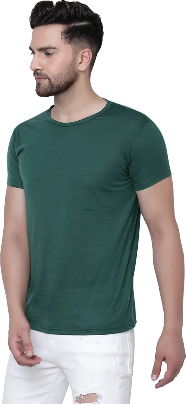 Dark_Green_Cotton_Solid_Round_Neck_Regukar_Fit_T-Shirt_For_Men