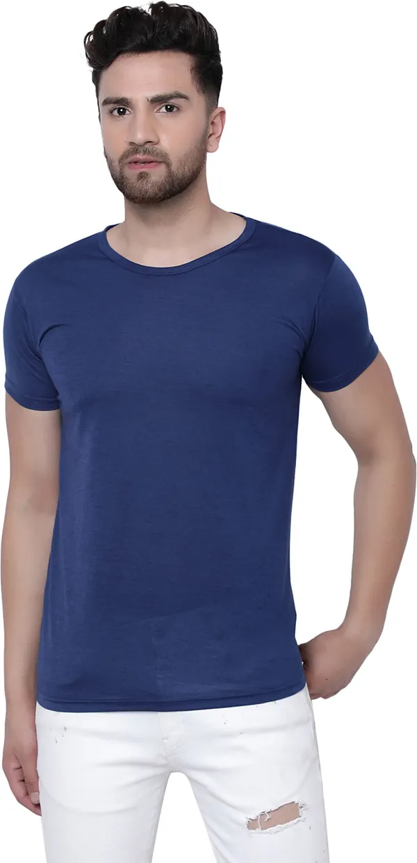 Blue_Cotton_Solid_Men_Round_Neck_Regukar_Fit_T-Shirt_For_Men