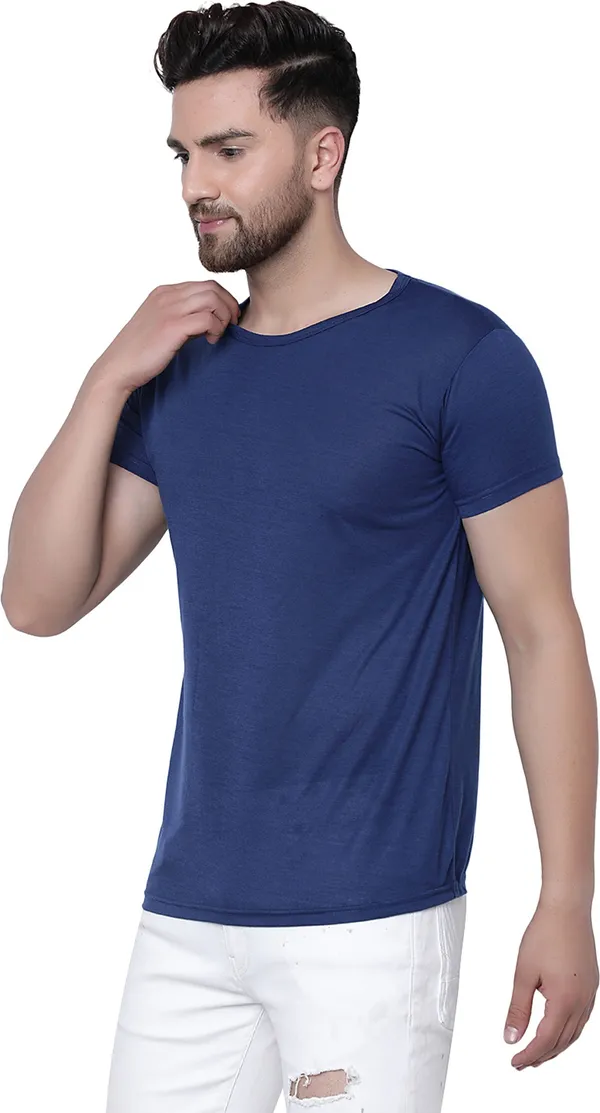 Blue_Cotton_Solid_Men_Round_Neck_Regukar_Fit_T-Shirt_For_Men