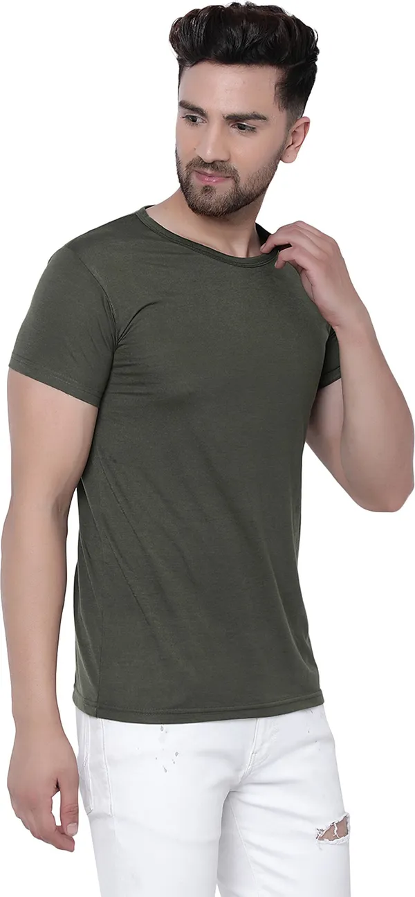 Green_Cotton_Solid_Men_Round_Neck_Regukar_Fit_T-Shirt_For_Men